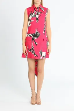Leo Lin Wild Horses Mini Dress Deep Pink Print Size 10 for rent on The Volte - image 1