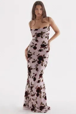 House of CB Serena Devore Maxi Dress Pink Size AU 10 for rent on The Volte - image 1