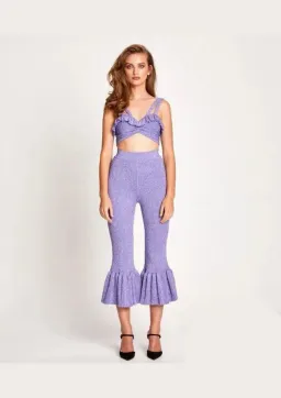 Alice Alice McCall Love Letters Crop Top and Flared Pants Set Purple Sparkle Metallic Size 8 for rent on The Volte - image 2