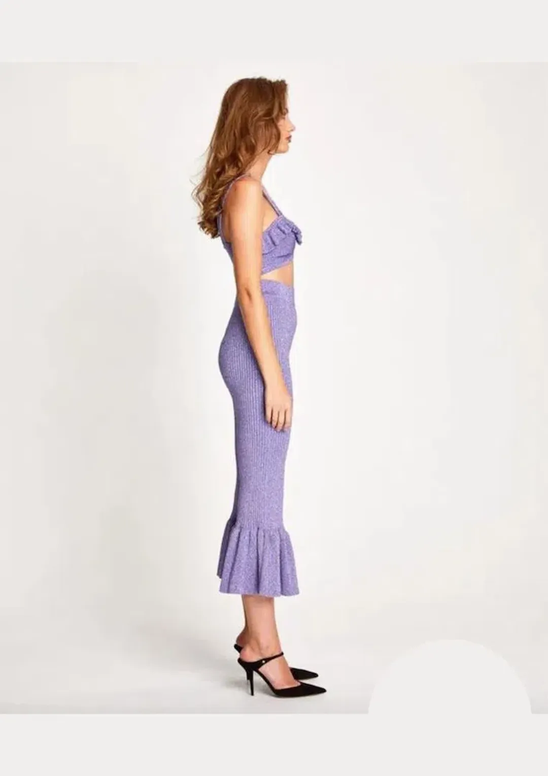 Alice Alice McCall Love Letters Crop Top and Flared Pants Set Purple Sparkle Metallic Size 8 for rent on The Volte - main image