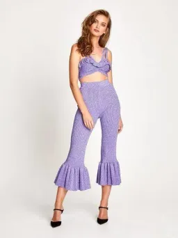 Alice Alice McCall Love Letters Crop Top and Flared Pants Set Purple Sparkle Metallic Size 8 for rent on The Volte - image 1