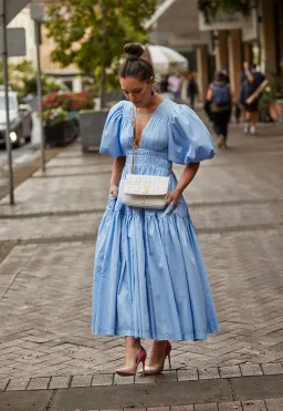 Aje Fallingwater Gathered Midi Dress Blue Size 10 / M for rent on The Volte - image 3