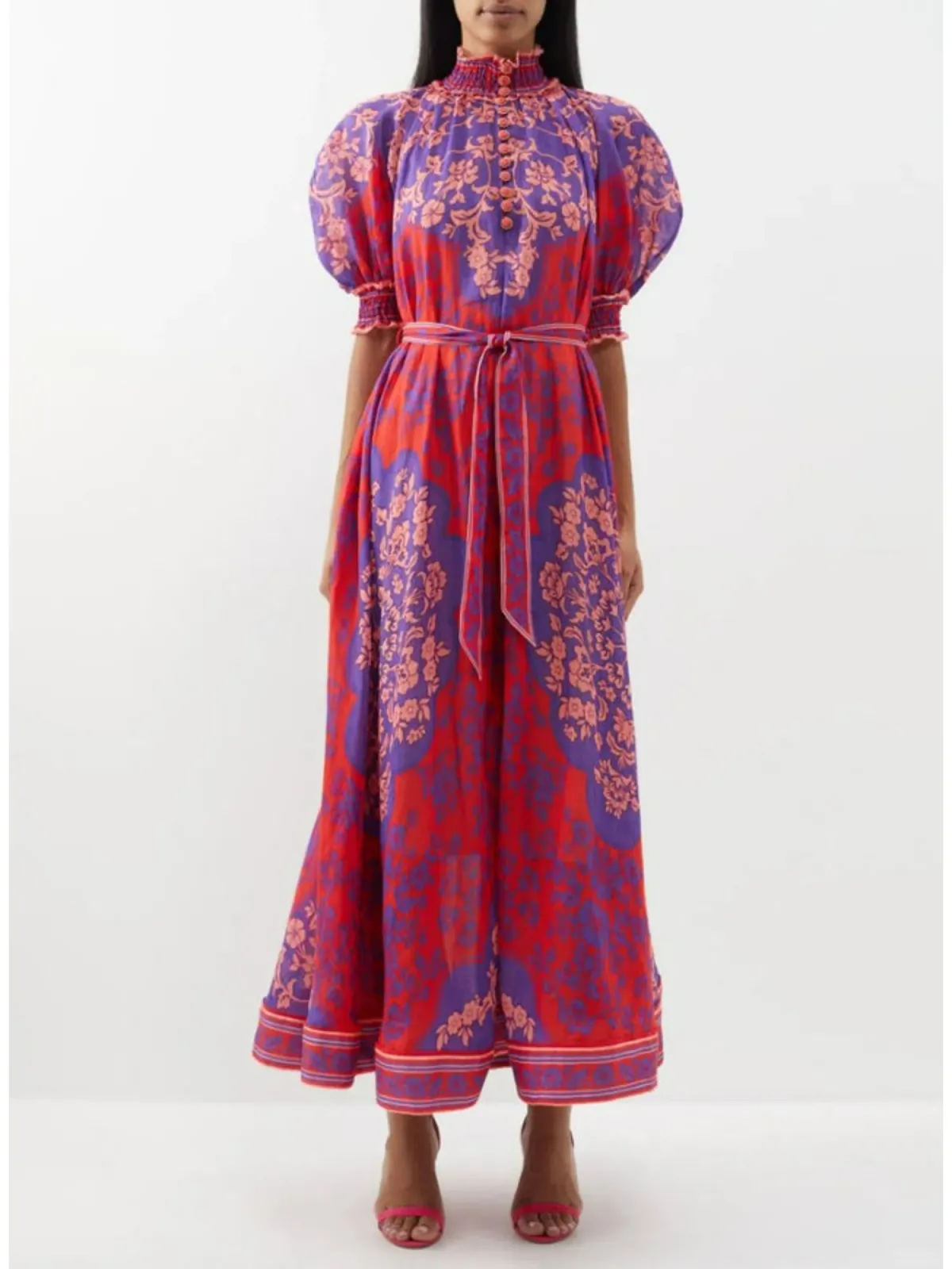 Zimmermann Raie Swing Maxi Dress Purple Red Floral Size AU 12 - Image 1