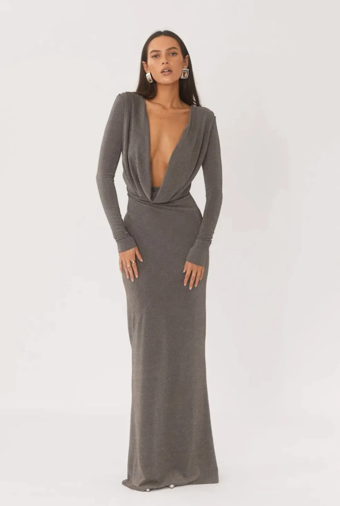 Arcina Ori Jen Gown Silver Size 8 for rent on The Volte - main image