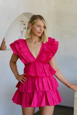 Aje Rhythmic Frilled Mini Dress Pink Size AU 16 for rent on The Volte - image 10