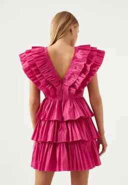 Aje Rhythmic Frilled Mini Dress Pink Size AU 16 for rent on The Volte - image 4