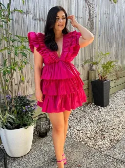 Aje Rhythmic Frilled Mini Dress Pink Size AU 16 for rent on The Volte - image 6