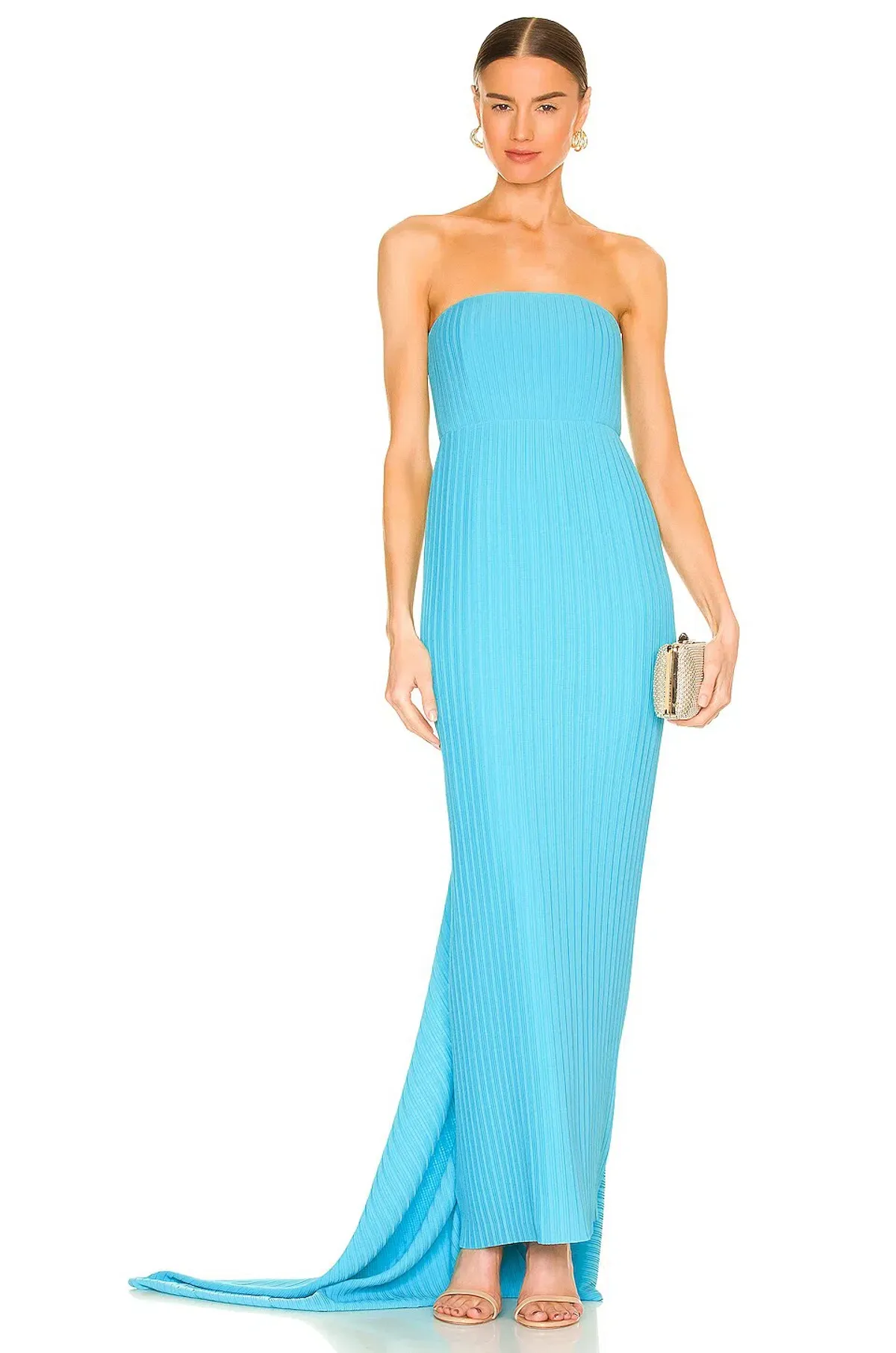 Solace London Harlee Strapless Draped Gown Blue Size AU 8 - Image 1