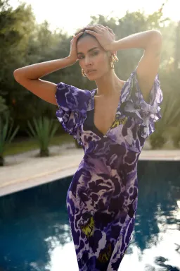 Rat & Boa Lucille Dress Blue Orchid Print Size 10 for rent on The Volte - image 3