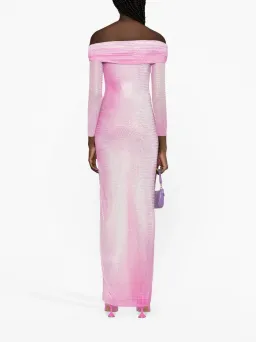 Self Portrait Crystal-Embellished Contour-Print Dress Pink Size 8 for rent on The Volte - image 2
