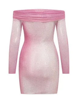 Self-Portrait Contour Print Embellished Mini Dress Pink Size 6 for rent on The Volte - image 5
