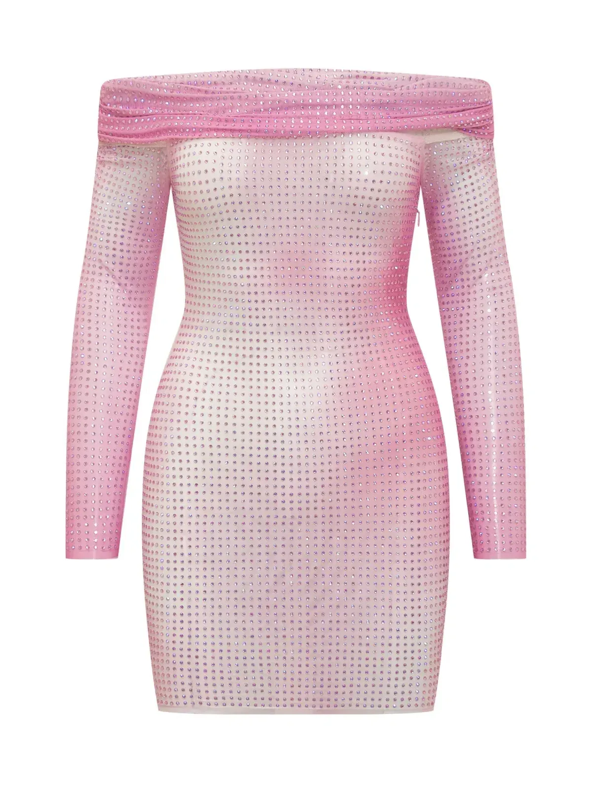 Self-Portrait Contour Print Embellished Mini Dress Pink Size 6 - Image 4