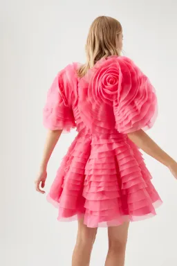 Aje Amour Ruffle Mini Dress Berry Pink Size 10 for rent on The Volte - image 3