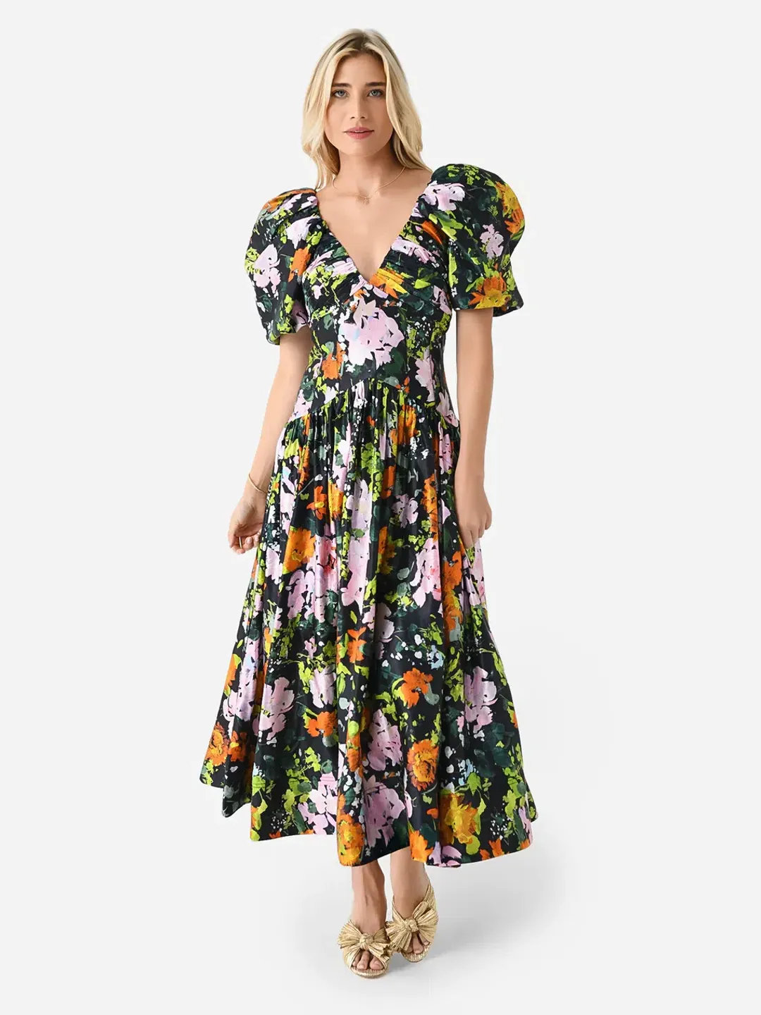AJE - Gabrielle Plunge Midi Dress Floral - Size 10 for rent on The Volte - main image