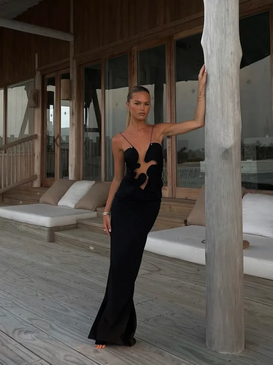 Christopher Esber Molded Venus Dress Black Size 6 for rent on The Volte - main image