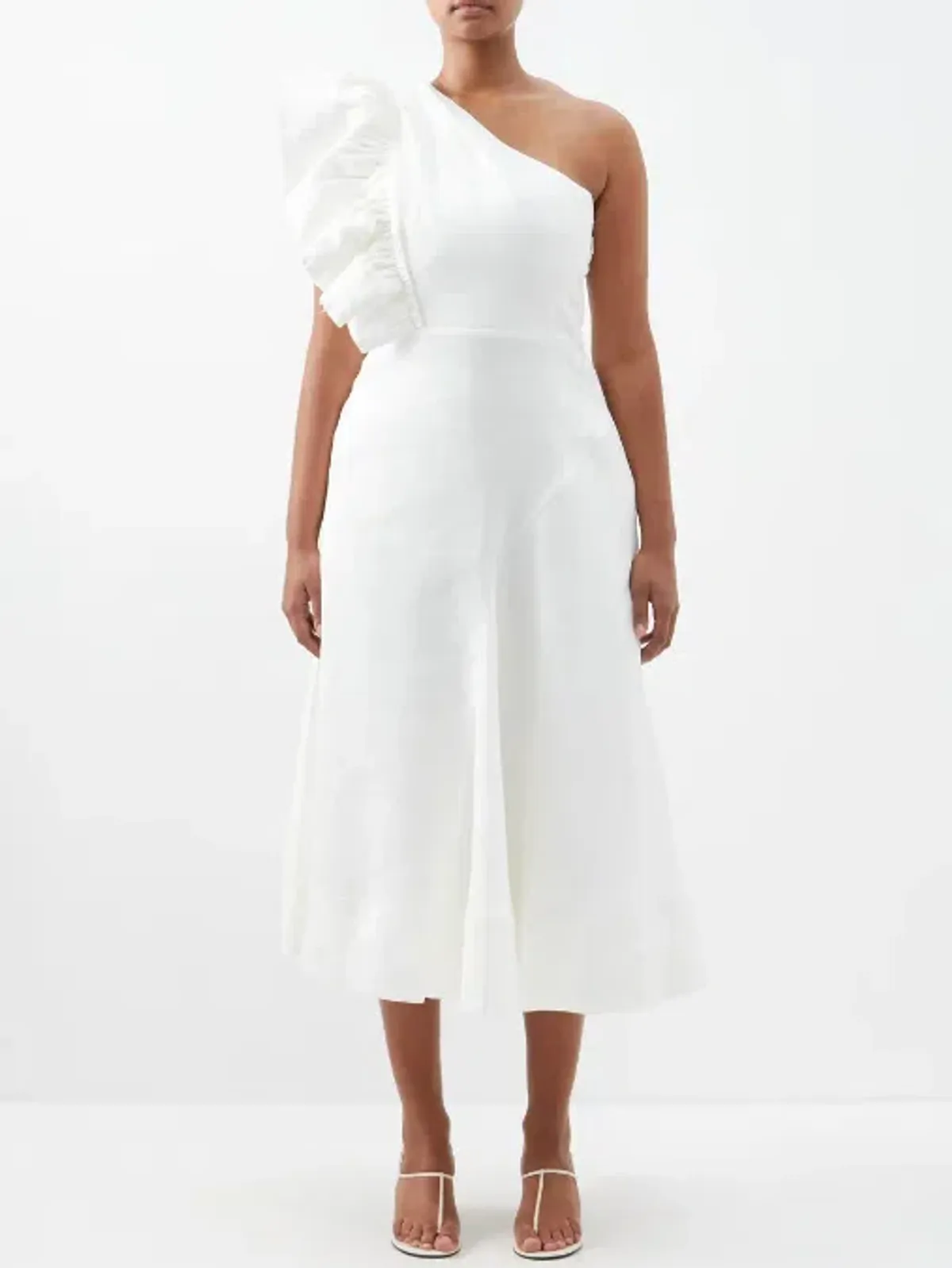 Aje Bonjour Asymmetric Ruffled Dress White Size AU 8 - Image 1