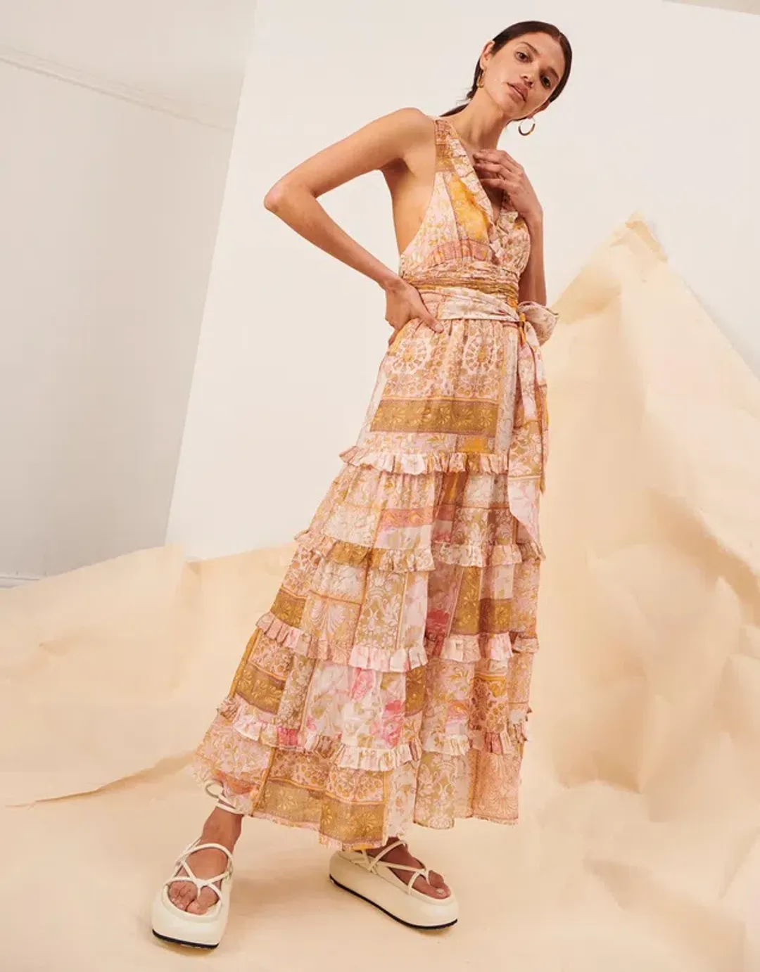 Kate Ford Larissa V Ruched Gown In Electra Size AU 12 for rent on The Volte - main image