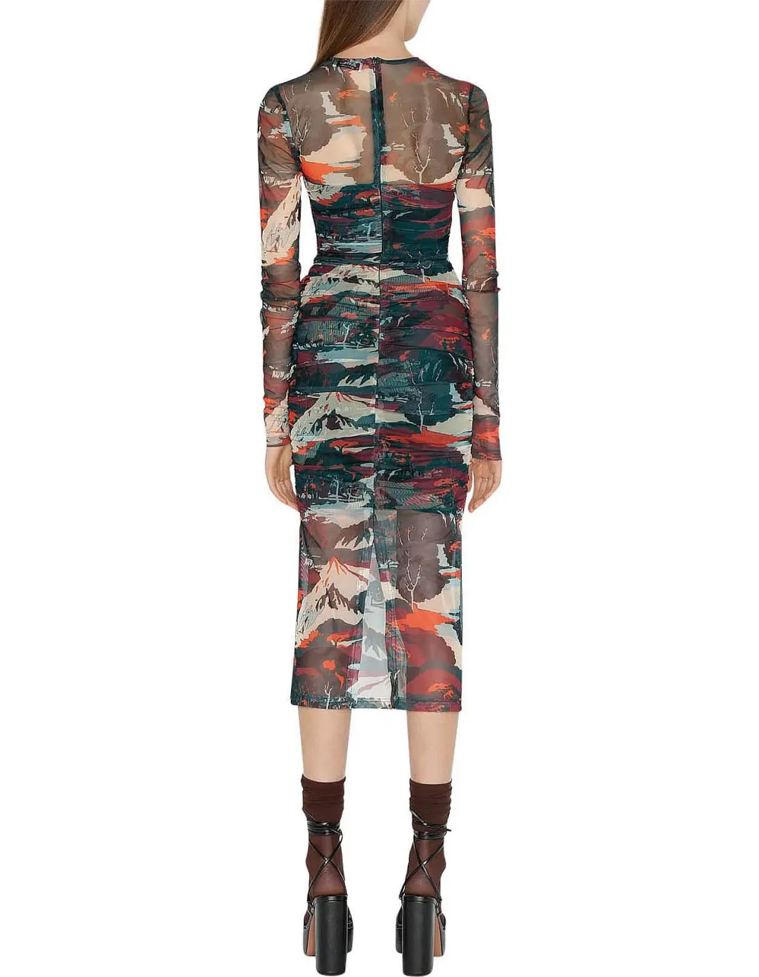 Cue Abstract Landscape Mesh Dress Multi Size AU 12 for rent on The Volte - main image