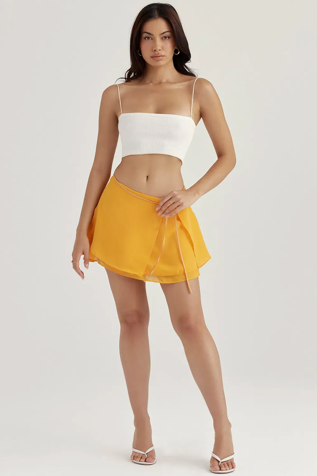 House of CB Clarice Floaty Layered Mini Skirt Tangerine Size AU 12 - Image 1