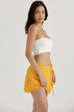 House of CB Clarice Floaty Layered Mini Skirt Tangerine Size AU 12 for rent on The Volte - image 2
