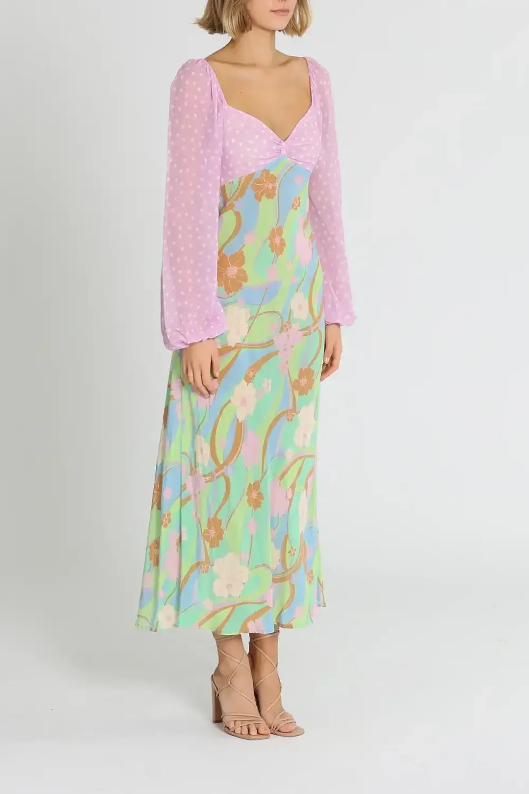 Rixo London Gio Jewel Midi Dress Multi Print Size AU 12 for rent on The Volte - main image