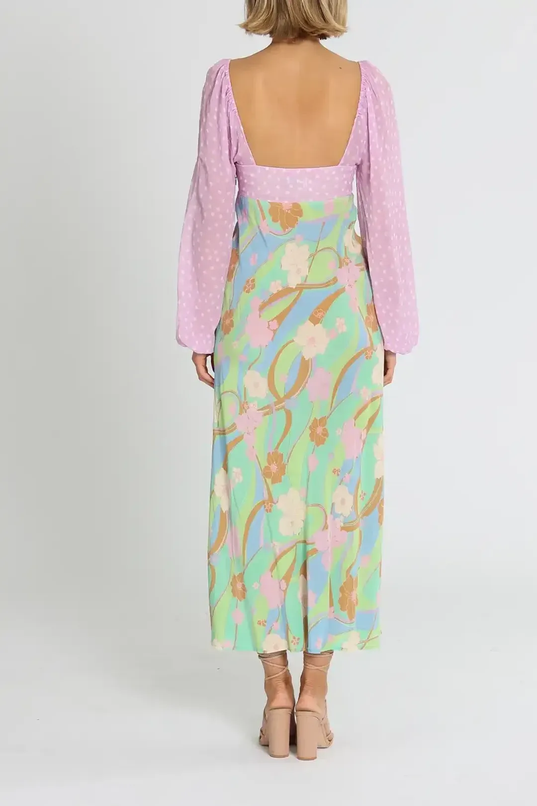 Rixo London Gio Jewel Midi Dress Multi Print Size AU 12 for rent on The Volte - main image