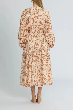 Shona Joy Flor Midi Dress Orange Print Size AU 8 for rent on The Volte - image 2