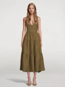 Shona Joy Juliana Midi Dress Khaki Size AU 10 for rent on The Volte - image 1