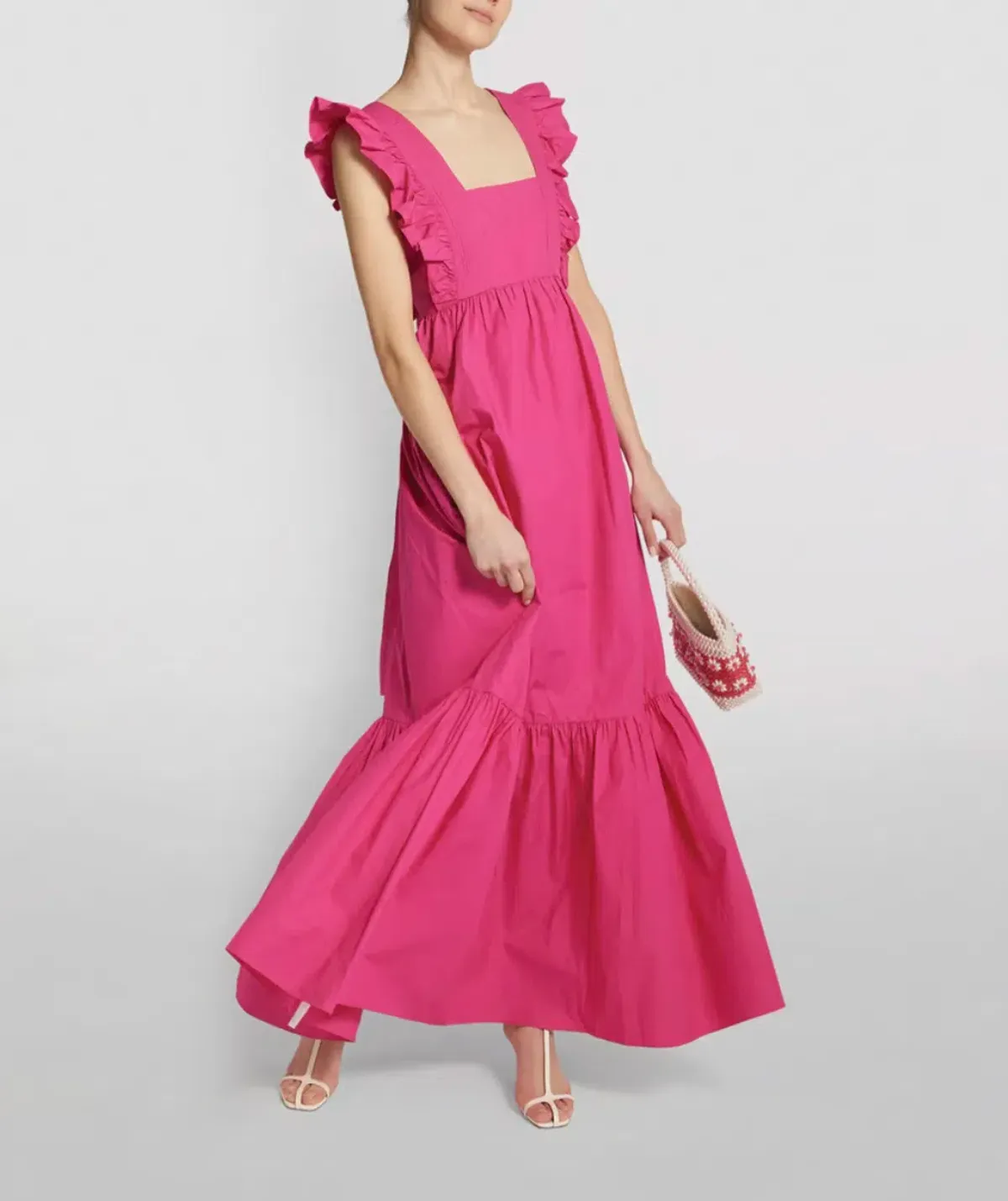 Self-Portrait Ruffled Cotton Poplin Maxi Dress in Pink Size 12 - Image 1