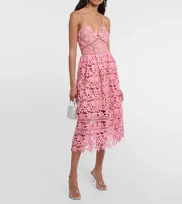 Self-Portrait Azalea Lace Midi Dress Pink Size AU 12 for rent on The Volte - image 1