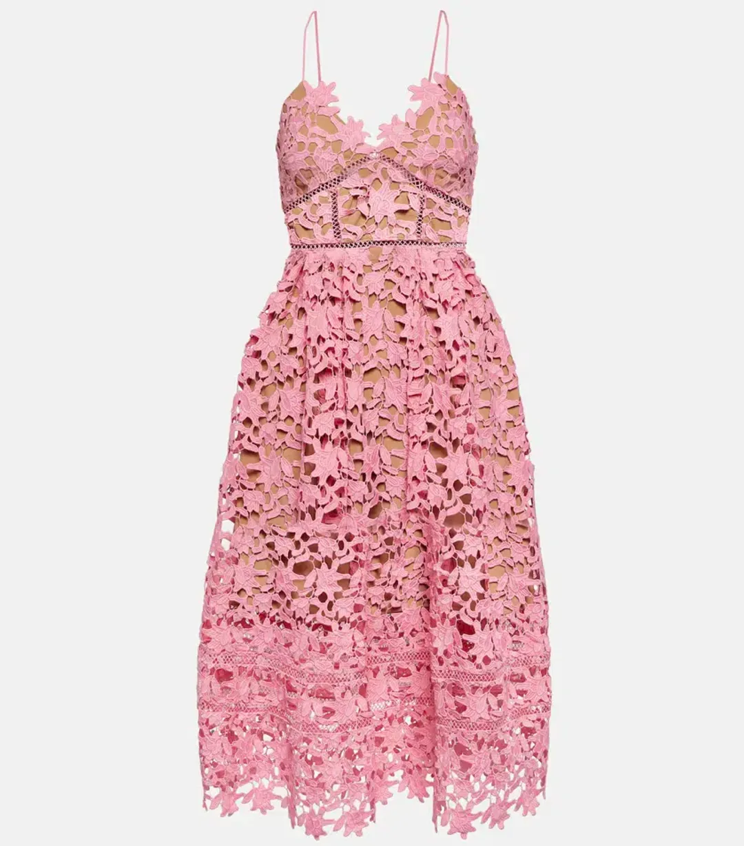 Self-Portrait Azalea Lace Midi Dress Pink Size AU 12 for rent on The Volte - main image