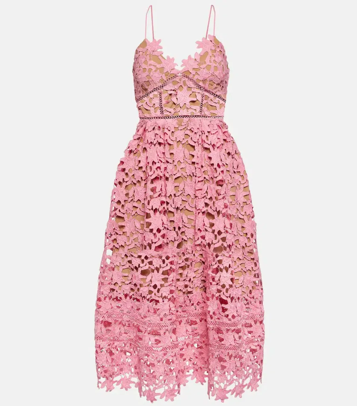 Self-Portrait Azalea Lace Midi Dress Pink Size AU 12 - Image 5