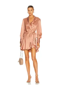 Zimmermann Silk Wrap Mini Dress in Lipstick Size 1 / Au 10 for rent on The Volte - image 1