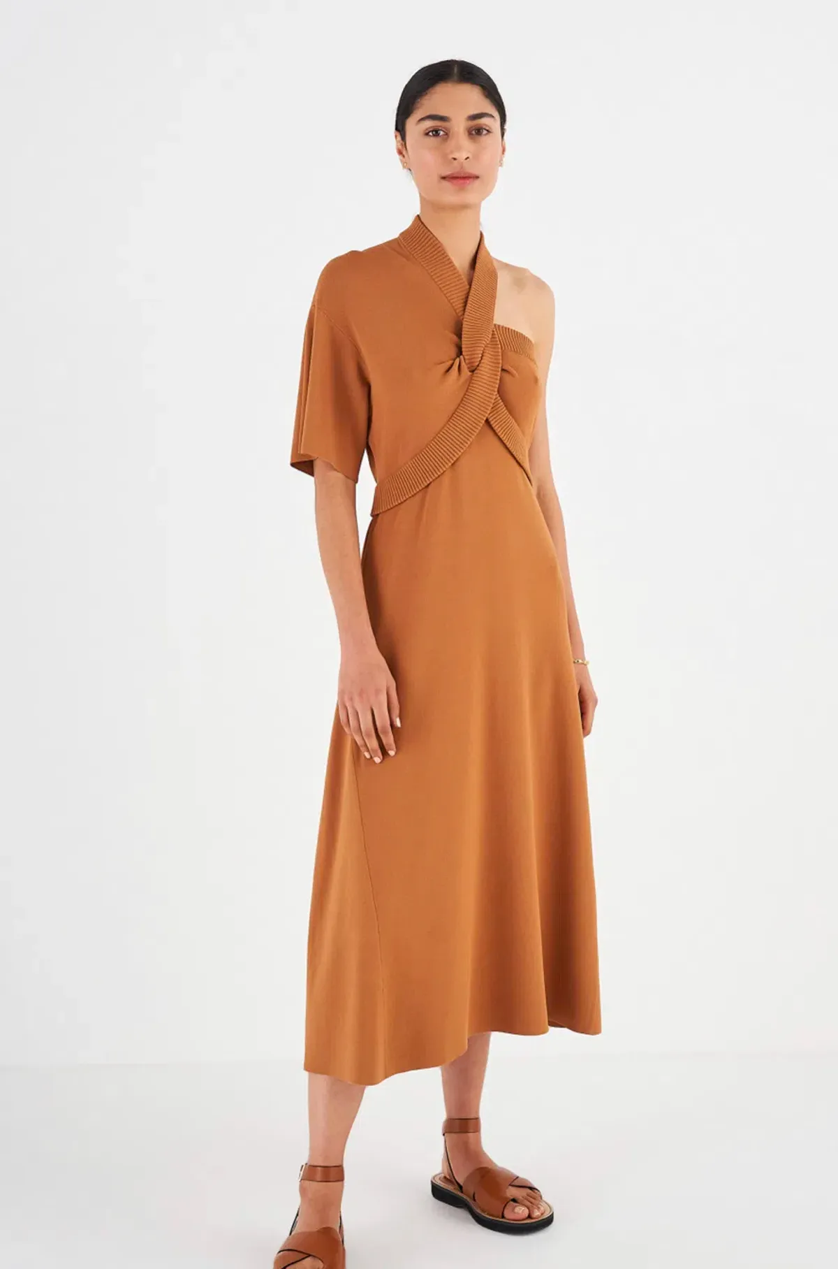 Oroton Asymmetric Dress in Toffee Orange in Size M(AU 10-12) - Image 1