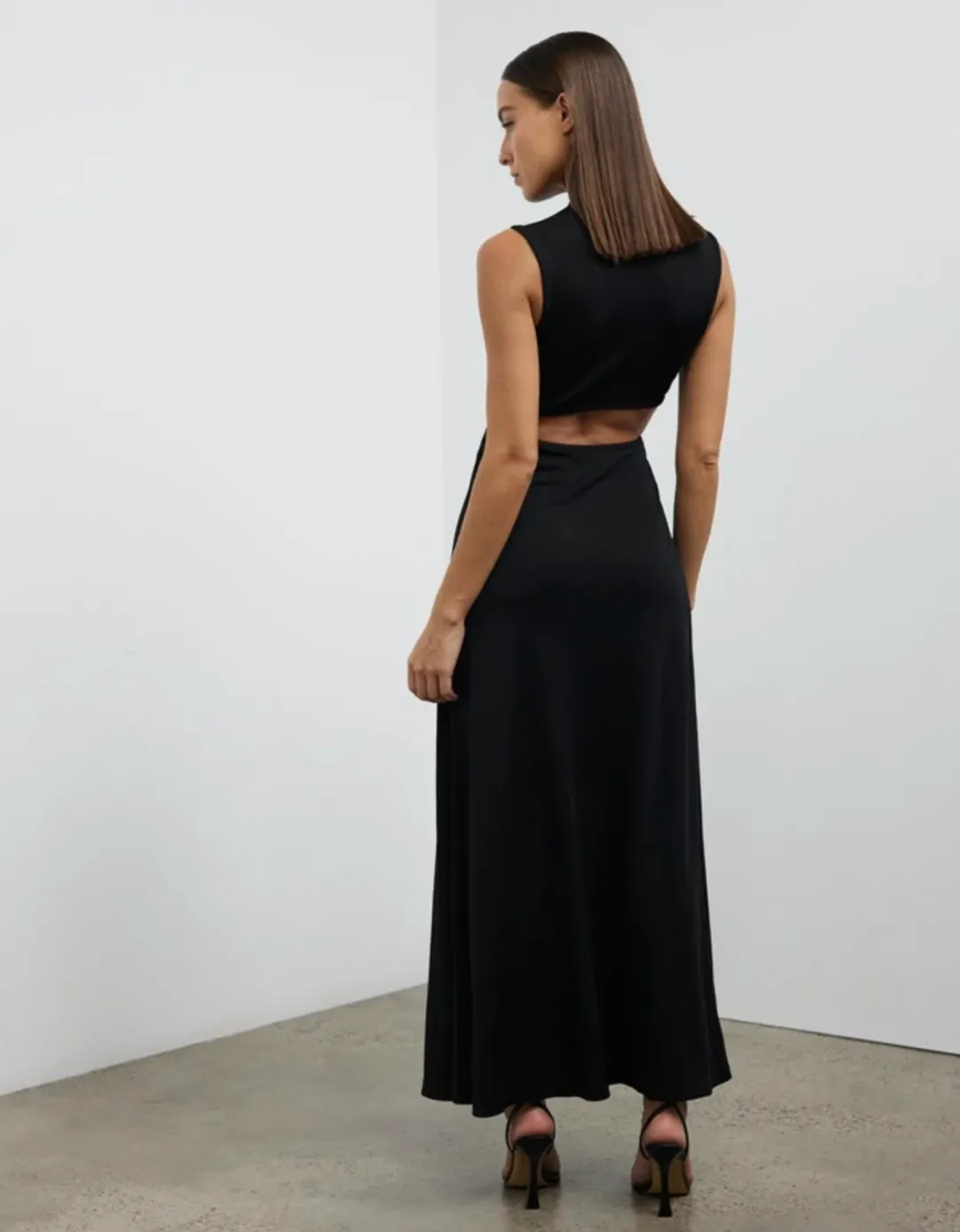 Christopher Esber Ruched Quartz Abacus Dress Black Size 8 for rent on The Volte - main image