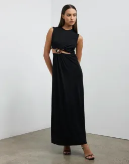 Christopher Esber Ruched Quartz Abacus Dress Black Size 8 for rent on The Volte - image 1