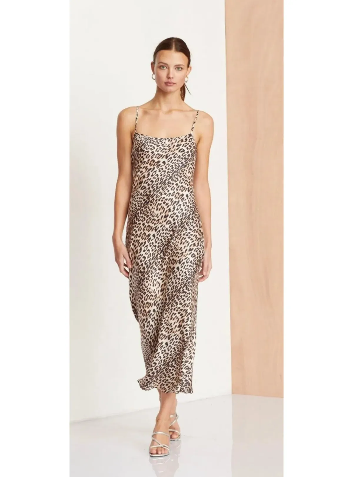 Bec & Bridge Feline Midi Dress Leopard Print Size AU 8 - Image 1