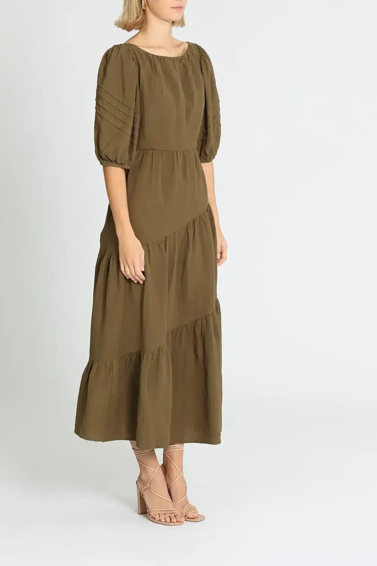 Shona Joy Juliana Midi Dress Khaki Size 12 - Image 2