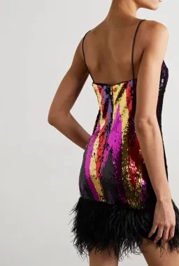 Rebecca Vallance Kaia Feather-Trimmed Sequin Tulle Mini Dress Multi Size 10 for rent on The Volte - image 2