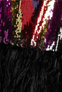 Rebecca Vallance Kaia Feather-Trimmed Sequin Tulle Mini Dress Multi Size 10 for rent on The Volte - image 4