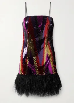 Rebecca Vallance Kaia Feather-Trimmed Sequin Tulle Mini Dress Multi Size 10 for rent on The Volte - image 5