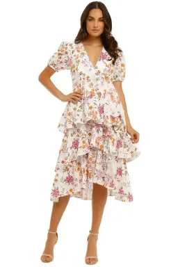 Talulah Jasmine Vines Midi Dress Jasmine Vines Print Multi Print Size 10 for rent on The Volte - image 1