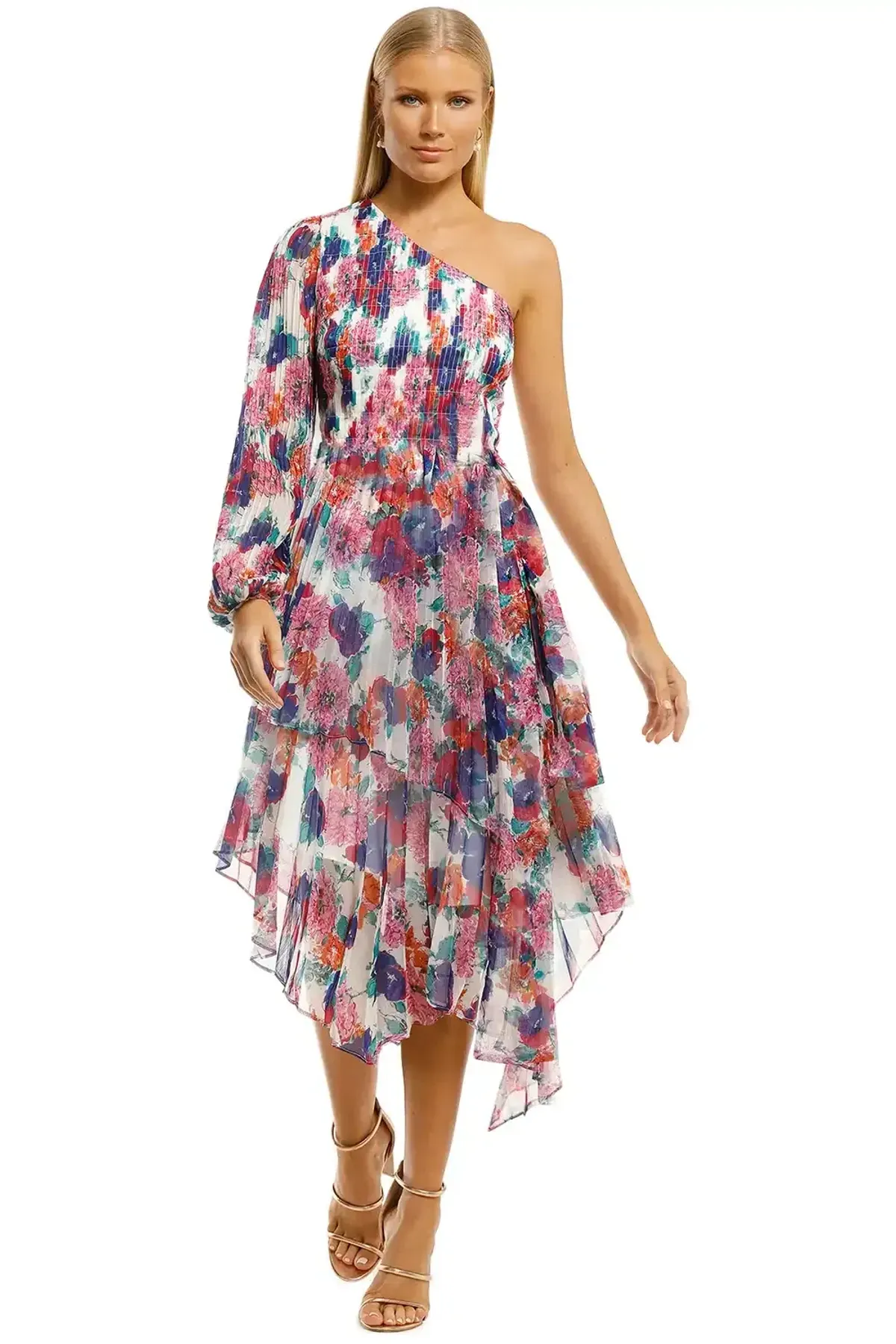Talulah Always You Midi Dress Floral Fantasia Print Multi Print Size 10 for rent on The Volte - main image