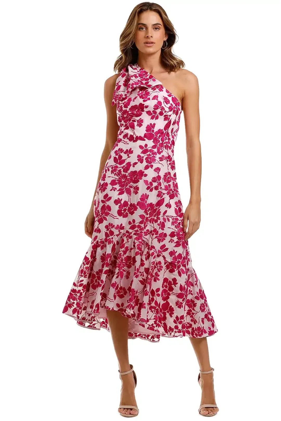 Talulah Les Saison Midi Dress Pink Floral Size 10 for rent on The Volte - main image