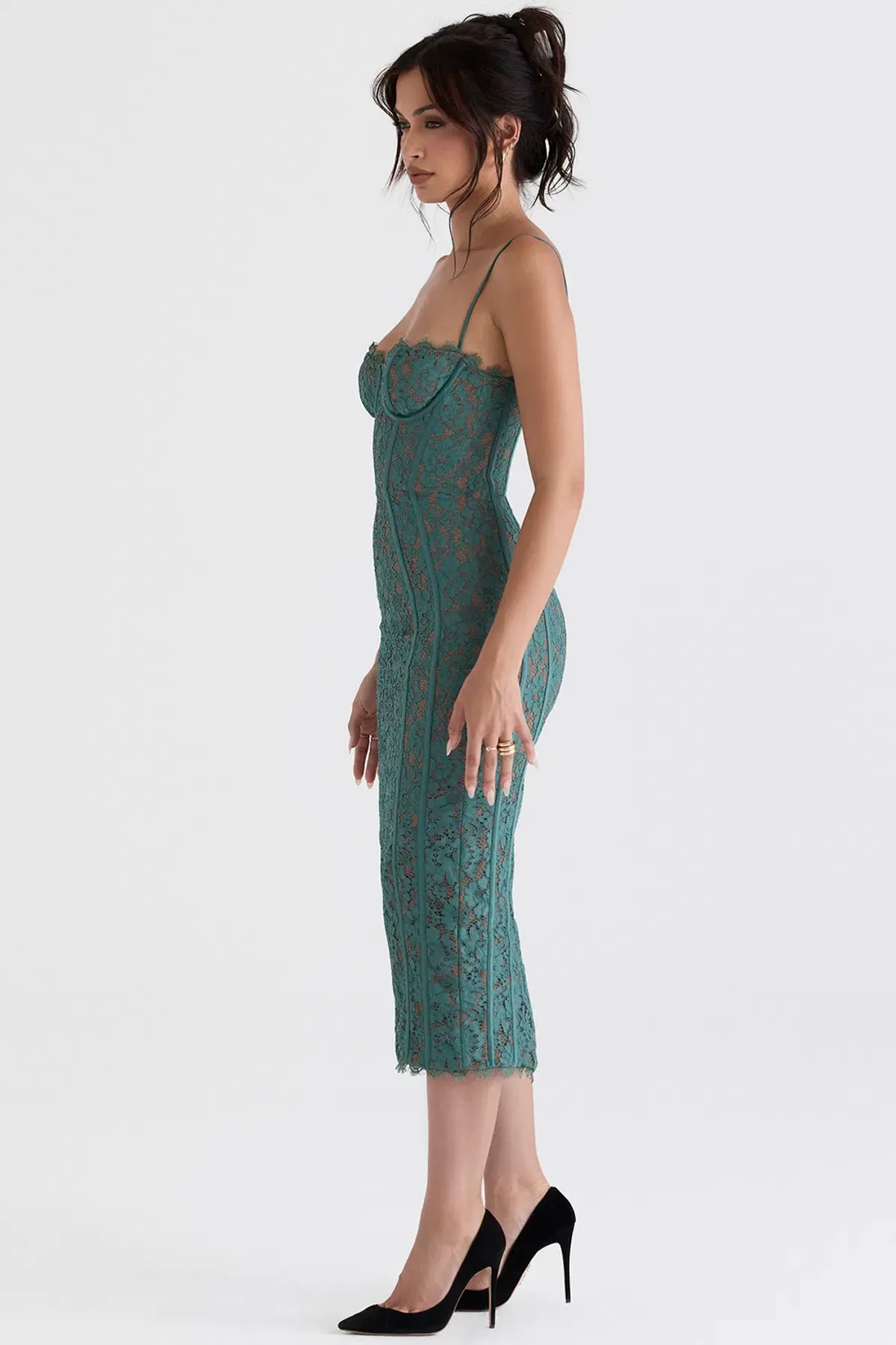 House of CB Joelle Lace Midi Dress Green Size L/Au 12 - Image 3