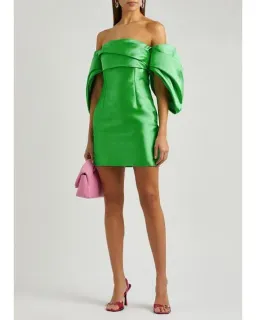 Solace London Elina Satin Mini Dress Lime Green Size 12 for rent on The Volte - image 2