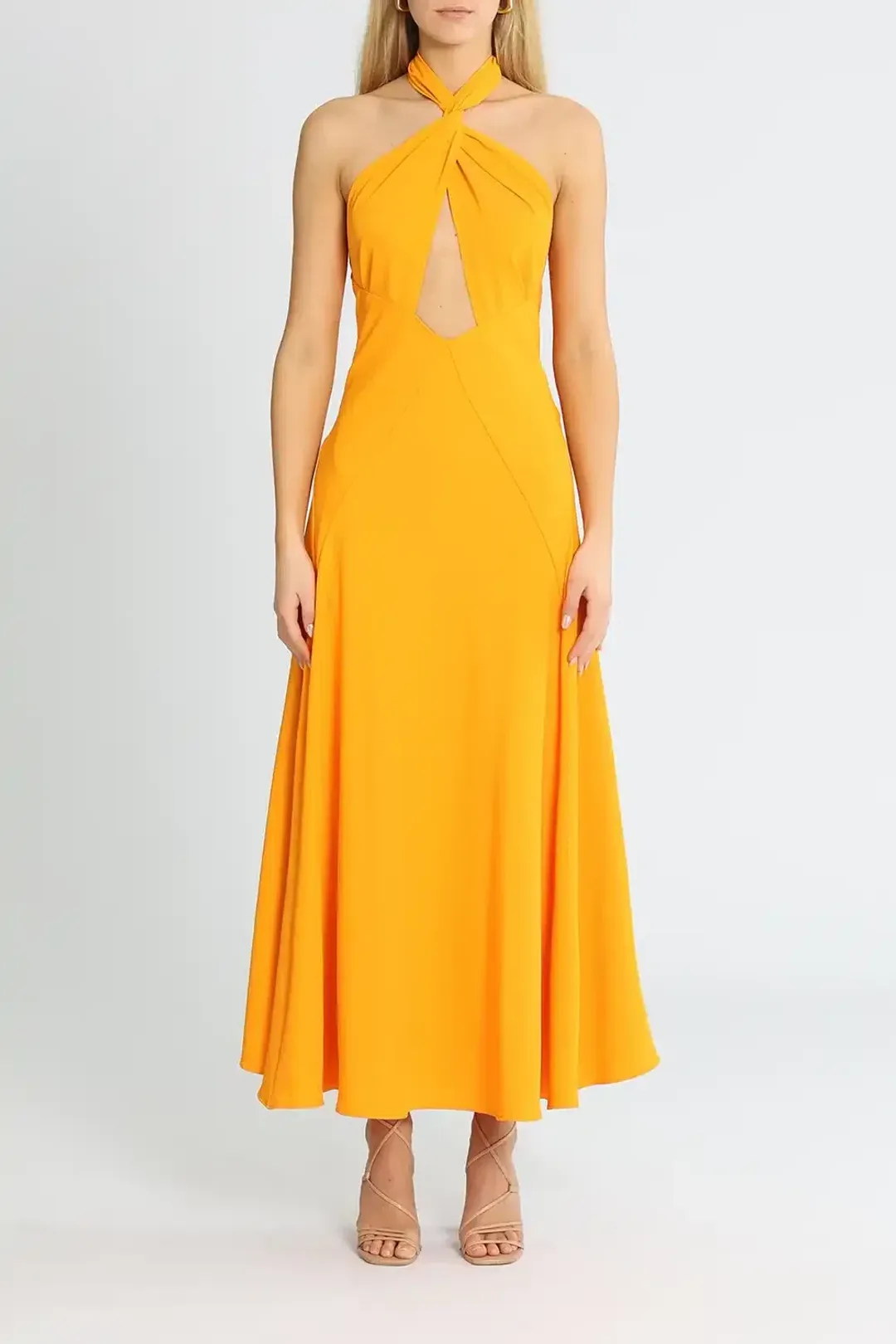 By Johnny Zina Midi Dress Orange Size 12 for rent on The Volte - main image