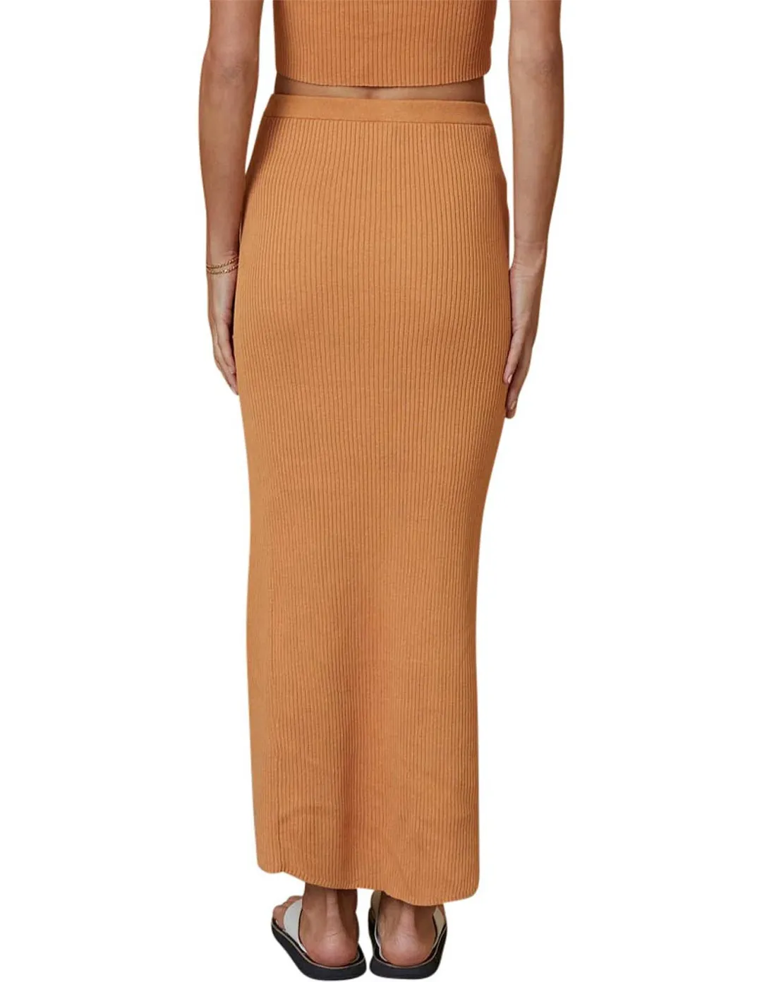 Bec & Bridge Margot Knit Midi Skirt Nutmeg Size 12 for rent on The Volte - main image