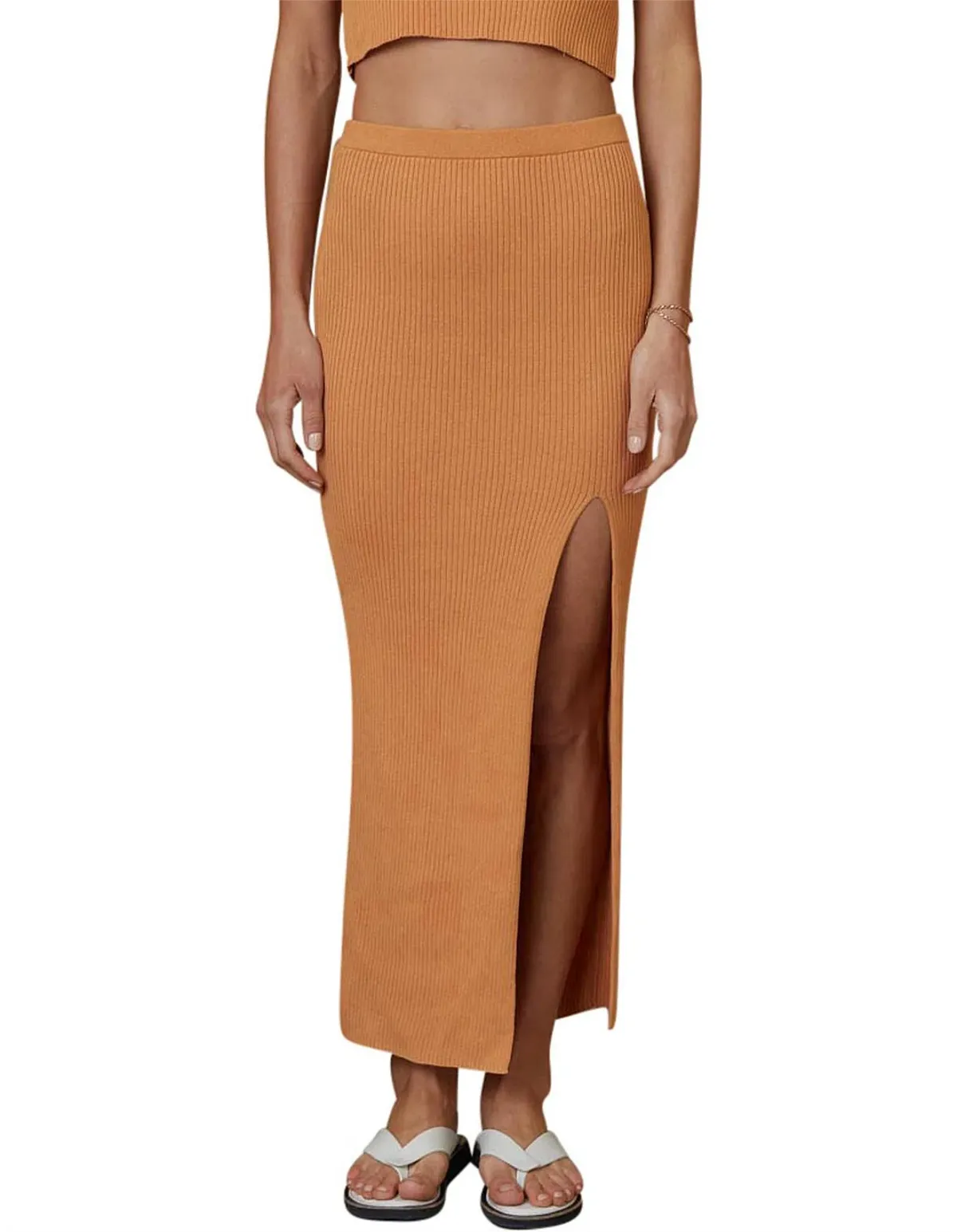 Bec & Bridge Margot Knit Midi Skirt Nutmeg Size 12 - Image 2