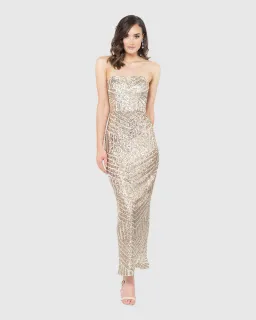Pilgrim Mandalay Gown Gold Size 10 for rent on The Volte - image 1